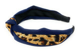 Wide Leopard Print Knotted Headband for Girls, Vintage Style Turban Hairband, 1 Pc