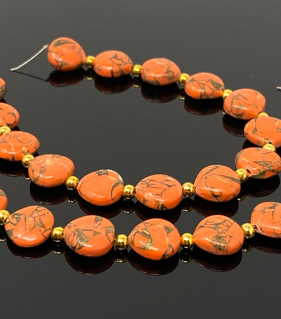 Mohave Orange Copper Turquoise Beads, Gemstone Beads, Wholesale Bulk Beads for DIY Jewelry Making, Jewelry Supplies, 8