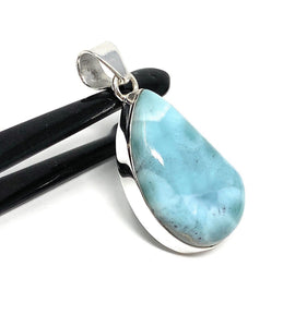 Larimar Pendant, Gemstone Pendant, Bohemian Jewelry, Sterling Silver Pendant, Natural Gemstone Pendant, 43mm X 21mm