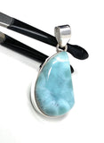 Larimar Pendant, Gemstone Pendant, Bohemian Jewelry, Sterling Silver Pendant, Natural Gemstone Pendant, 43mm X 21mm