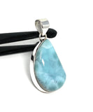 Larimar Pendant, Gemstone Pendant, Bohemian Jewelry, Sterling Silver Pendant, Natural Gemstone Pendant, 43mm X 21mm