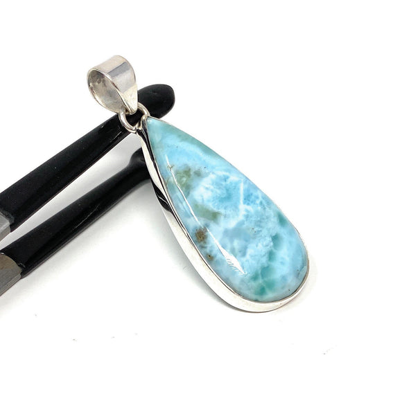 Larimar Pendant, Gemstone Pendant, Bohemian Jewelry, Sterling Silver Pendant, Natural Gemstone Pendant, 53mm x 19.5mm