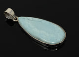 Larimar Pendant, Gemstone Pendant, Bohemian Jewelry, Sterling Silver Pendant, Natural Gemstone Pendant, 59Mm x 22mm