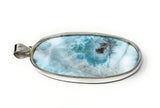 Larimar Pendant, Gemstone Pendant, Sterling Silver Pendant, Bohemian Jewelry, Natural Gemstone Pendant, 76.5mm X 32.25mm