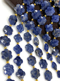 Sodalite Beads - Flower Shape, Gemstone Beads, Jewelry Supplies for Jewelry Making, Wholesale Beads, Bulk Beads, 8"Strand