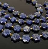 Sodalite Beads - Flower Shape, Gemstone Beads, Jewelry Supplies for Jewelry Making, Wholesale Beads, Bulk Beads, 8"Strand