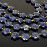Sodalite Beads - Flower Shape, Gemstone Beads, Jewelry Supplies for Jewelry Making, Wholesale Beads, Bulk Beads, 8"Strand