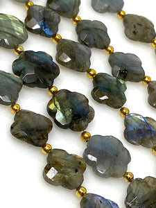 Labradorite Beads - Flower Shape, Gemstone Beads, Wholesale Bulk Beads, Jewelry Supplies for Jewelry Making, 8” Strand