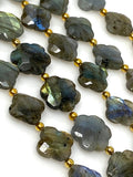 Labradorite Beads - Flower Shape, Gemstone Beads, Wholesale Bulk Beads, Jewelry Supplies for Jewelry Making, 8” Strand