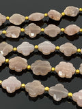 Natural Chocolate Moonstone Beads - Flower Shape, Gemstone Beads, Jewelry Supplies for Jewelry Making, Wholesale Beads, 8" Strand