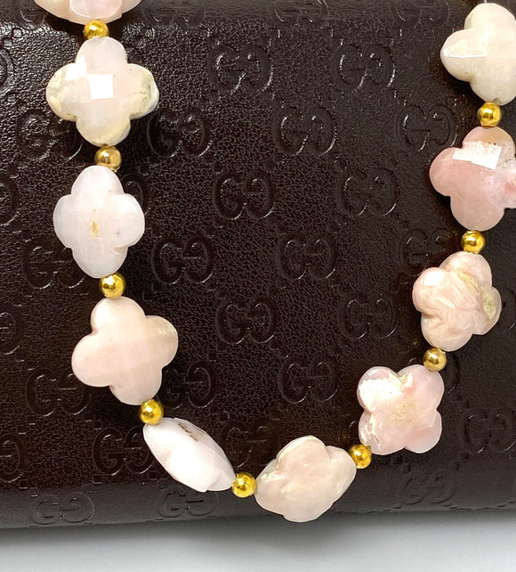 Pink Opal Gemstone Beads - Flower Shape, Pink Opal Beads, Bulk Wholesale Beads, Jewelry Supplies for Jewelry Making, 8” Strand