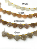 Moonstone Beads - Flower Shape, Gemstone Beads, Jewelry Supplies for Jewelry Making, Wholesale Beads, Bulk Beads, 8”Str/ 15 Pcs