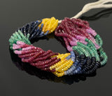 3mm -4mm 16.5” Natural Multi Precious Gemstone Beads , Ruby- Emerald and Sapphire Beads, Multi Precious Faceted Gemstone Beads ,AAA+ Quality