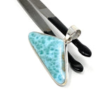 Larimar Gemstone Pendant, Bohemian Jewelry, Spiritual Healing Crystal Jewelry, Chakra Jewelry, December Birthstone Pendant, 34mm X 46.45mm
