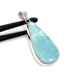 Larimar Pendant, Gemstone Pendant, Bohemian Jewelry, Sterling Silver Pendant, Natural Gemstone Pendant, 61mm X 27mm