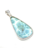 Larimar Pendant, Gemstone Pendant, Bohemian Jewelry, Sterling Silver Pendant, Natural Gemstone Pendant, 61mm X 27mm
