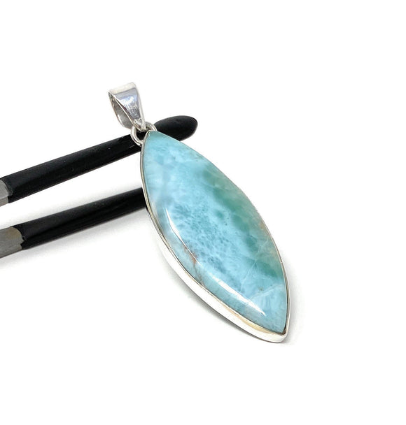 Larimar Pendant, Gemstone Pendant, Bohemian Jewelry, Sterling Silver Pendant, Natural Gemstone Pendant, 66.45 x 21mm