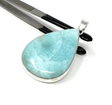 Larimar Pendant, Gemstone Pendant, Bohemian Jewelry, Sterling Silver Pendant, Natural Gemstone Pendant, 62mm x 34.35mm