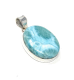 Natural Larimar Pendant, Sterling Silver Gemstone Jewelry, Wholesale DIY Pendants Jewelry Supplies, Gifts for Her, 42.5mm X 24.75mm