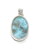 Natural Larimar Pendant, Sterling Silver Gemstone Jewelry, Wholesale DIY Pendants Jewelry Supplies, Gifts for Her, 44mm X 21mm