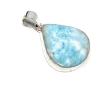 Larimar Pendant, Gemstone Pendant, Bohemian Jewelry, Sterling Silver Pendant, Natural Gemstone Pendant, 41.5mm x 29.35mm