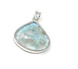 Larimar Pendant, Gemstone Pendant, Bohemian Jewelry, Sterling Silver Pendant, Natural Gemstone Pendant, 41.5mm x 29.35mm