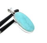 Natural Larimar Pendant, Sterling Silver Gemstone Jewelry, Wholesale DIY Pendants Jewelry Supplies, Gifts for Her, 50mm X 21.75mm