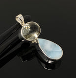 Larimar and Green Amethyst Gemstone Pendant, Larimar Pendant, Prasiolite Pendant, Sterling Silver Jewelry, Bohemian Jewelry, Gifts for Her