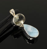 Larimar and Green Amethyst Gemstone Pendant, Larimar Pendant, Prasiolite Pendant, Sterling Silver Jewelry, Bohemian Jewelry, Gifts for Her