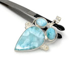 Natural Larimar Pendant, Gemstone Pendant, Silver Jewelry Gifts for Her, Bohemian Jewelry, Boho Pendant