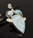 Natural Larimar Pendant, Gemstone Pendant, Silver Jewelry Gifts for Her, Bohemian Jewelry, Boho Pendant