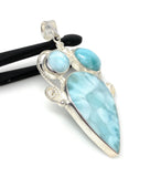 Natural Larimar Pendant, Gemstone Pendant, Silver Jewelry Gifts for Her, Bohemian Jewelry, Boho Pendant