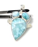 Natural Larimar Pendant, Gemstone Pendant, Silver Jewelry Gifts for Her, Bohemian Jewelry, Boho Pendant