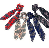 Printed Scrunchies for Women, Ponytail Holder Hair Tie for Girls, Long Tail Scarf Scrunchies for Women - Paisley , Gifts for Girls