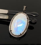 Rainbow Moonstone Gemstone Pendant, Diamond Pendant, Gemstone Pendant, Pave Diamond Pendant, Moonstone Pendant, Sterling Silver Jewelry