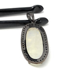 Rainbow Moonstone Gemstone Pendant, Diamond Pendant, Gemstone Pendant, Pave Diamond Pendant, Moonstone Pendant, Sterling Silver Jewelry