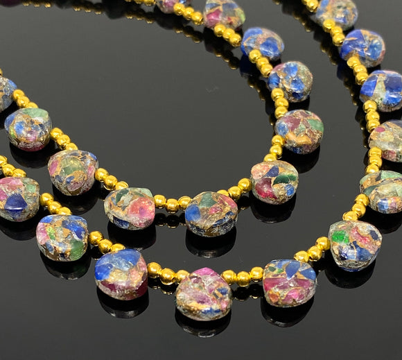 Mohave Multi Gemstone Copper Beads - Tourmaline -Lapis Lazuli- Turquoise , Gemstone Beads, Healing Crystal, Jewelry Supplies, 8