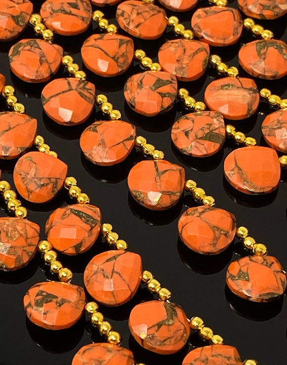 Mohave Orange Copper Turquoise Beads, Gemstone Beads, Wholesale Bulk Beads for DIY Jewelry Making, Jewelry Supplies, 8