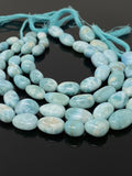 16” Larimar Gemstone Beads, Genuine Dominican Republic Larimar Beads AAA Quality, Chakra Spiritual Healing Crystal Beads, 10x7mm - 17x10mm