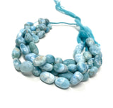 16” Larimar Gemstone Beads, Genuine Dominican Republic Larimar Beads AAA Quality, Chakra Spiritual Healing Crystal Beads, 10x7mm - 17x10mm