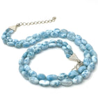 Larimar Necklace, Sterling Silver Double Strand Gemstone Necklace, Spiritual Healing Crystal Jewelry, Chakra Jewelry, December Birthstone