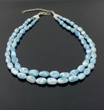 Larimar Necklace, Sterling Silver Double Strand Gemstone Necklace, Spiritual Healing Crystal Jewelry, Chakra Jewelry, December Birthstone