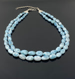 Larimar Necklace, Sterling Silver Double Strand Gemstone Necklace, Spiritual Healing Crystal Jewelry, Chakra Jewelry, December Birthstone