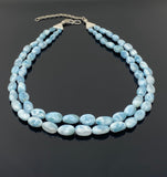 Larimar Necklace, Sterling Silver Double Strand Gemstone Necklace, Spiritual Healing Crystal Jewelry, Chakra Jewelry, December Birthstone