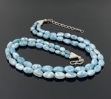 Larimar Necklace, Sterling Silver Double Strand Gemstone Necklace, Spiritual Healing Crystal Jewelry, Chakra Jewelry, December Birthstone