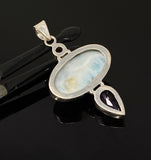 Natural Larimar, Garnet and Amethyst Gemstone Pendant, Sterling Silver Jewelry, Larimar Pendant, Amethyst Pendant, Bohemian Jewelry