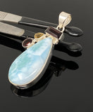 Natural Larimar with Garnet and Citrine Gemstone Pendant, Sterling Silver Jewelry, Larimar Pendant, Citrine Pendant, Bohemian Jewelry