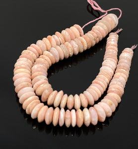8" Natural Pink Opal Gemstone Beads, German Cut Pink Opal Saucer Beads, Bulk Wholesale Beads, 8-14mm