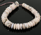 7.5" Natural Pink Dendrite Opal Gemstone Beads, German Cut Saucer Beads, Bulk Wholesale Beads, 9mm-14mm