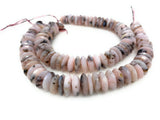 7.5" Natural Pink Dendrite Opal Gemstone Beads, German Cut Saucer Beads, Bulk Wholesale Beads, 9mm-14mm